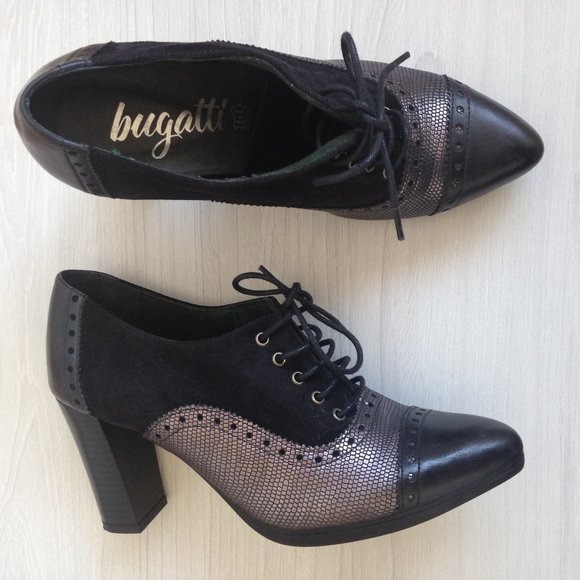 Bugatti - Suede And Leather Lace Up High Heel - Picture 1 of 14